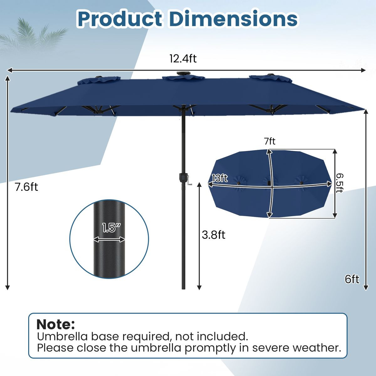 Double-Sided Patio Umbrella with Solar Lights product image
