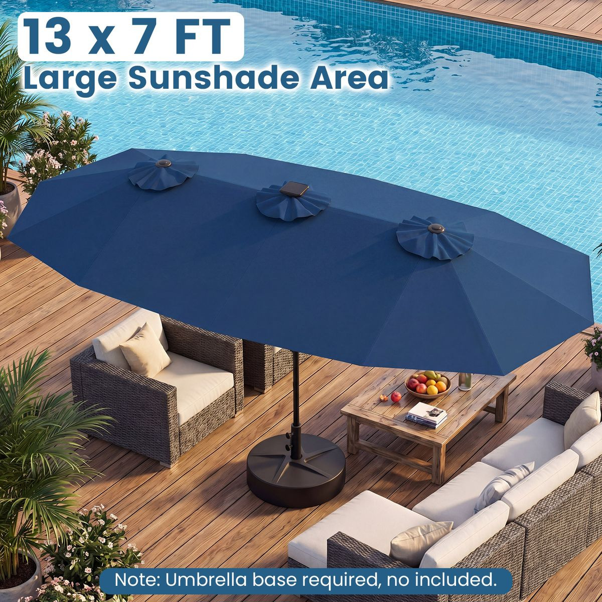 Double-Sided Patio Umbrella with Solar Lights product image