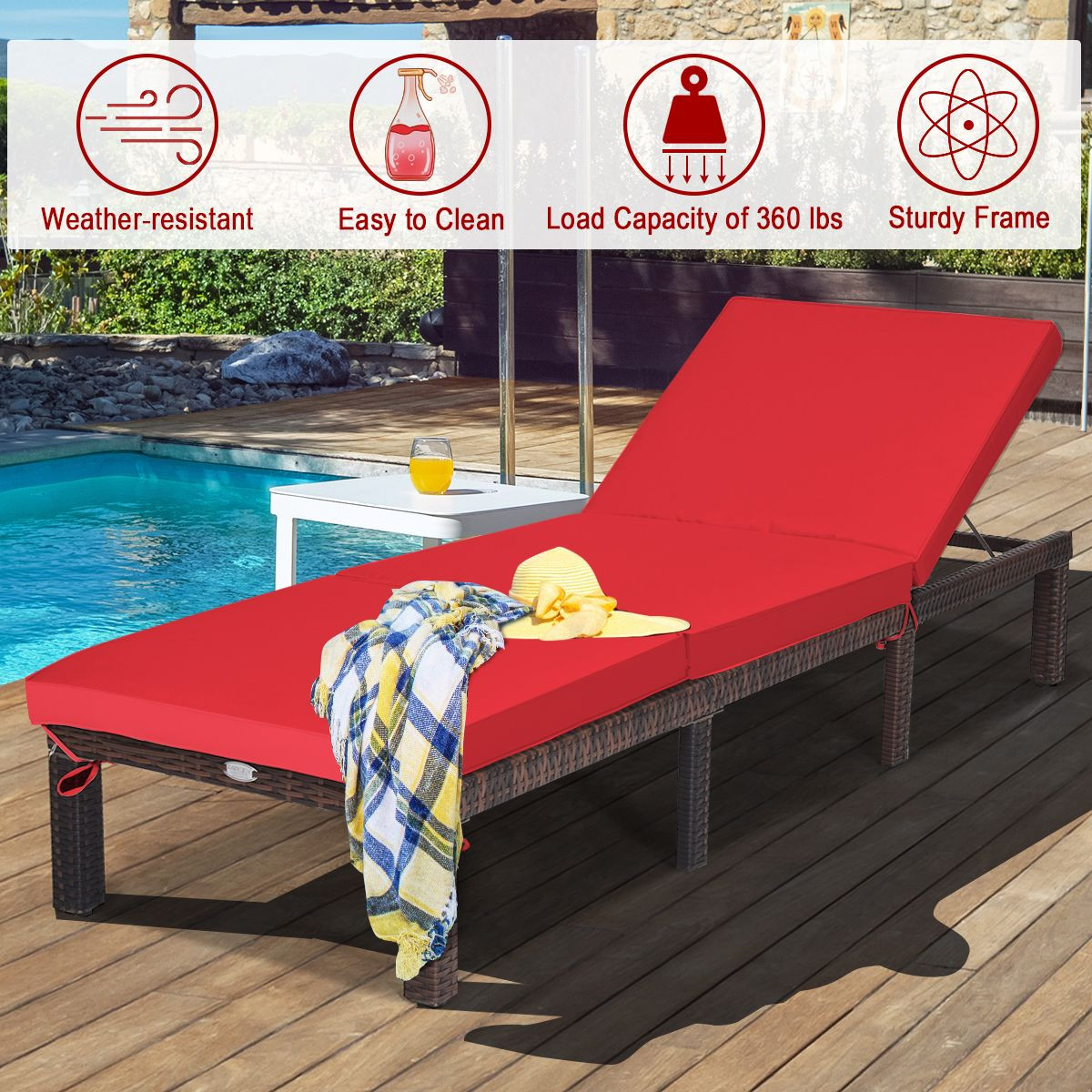 Outdoor Rattan Chaise Lounge (1- or 2-Pack) product image