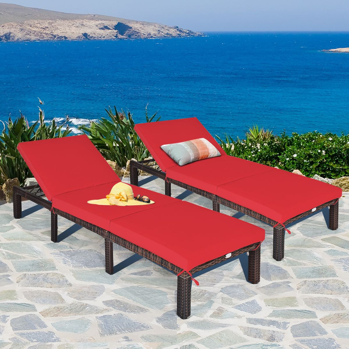 Outdoor Rattan Chaise Lounge (1- or 2-Pack) product image