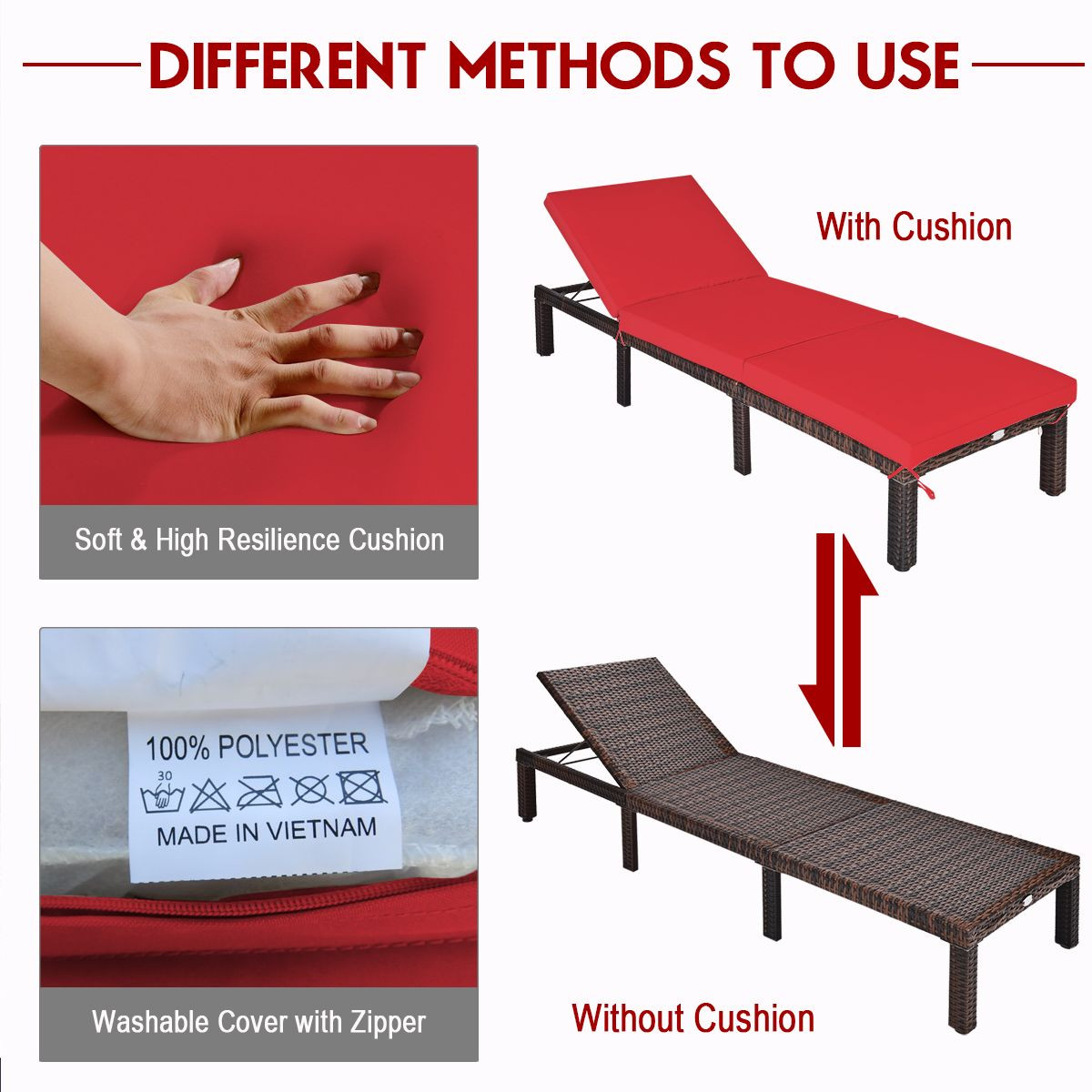 Outdoor Rattan Chaise Lounge (1- or 2-Pack) product image