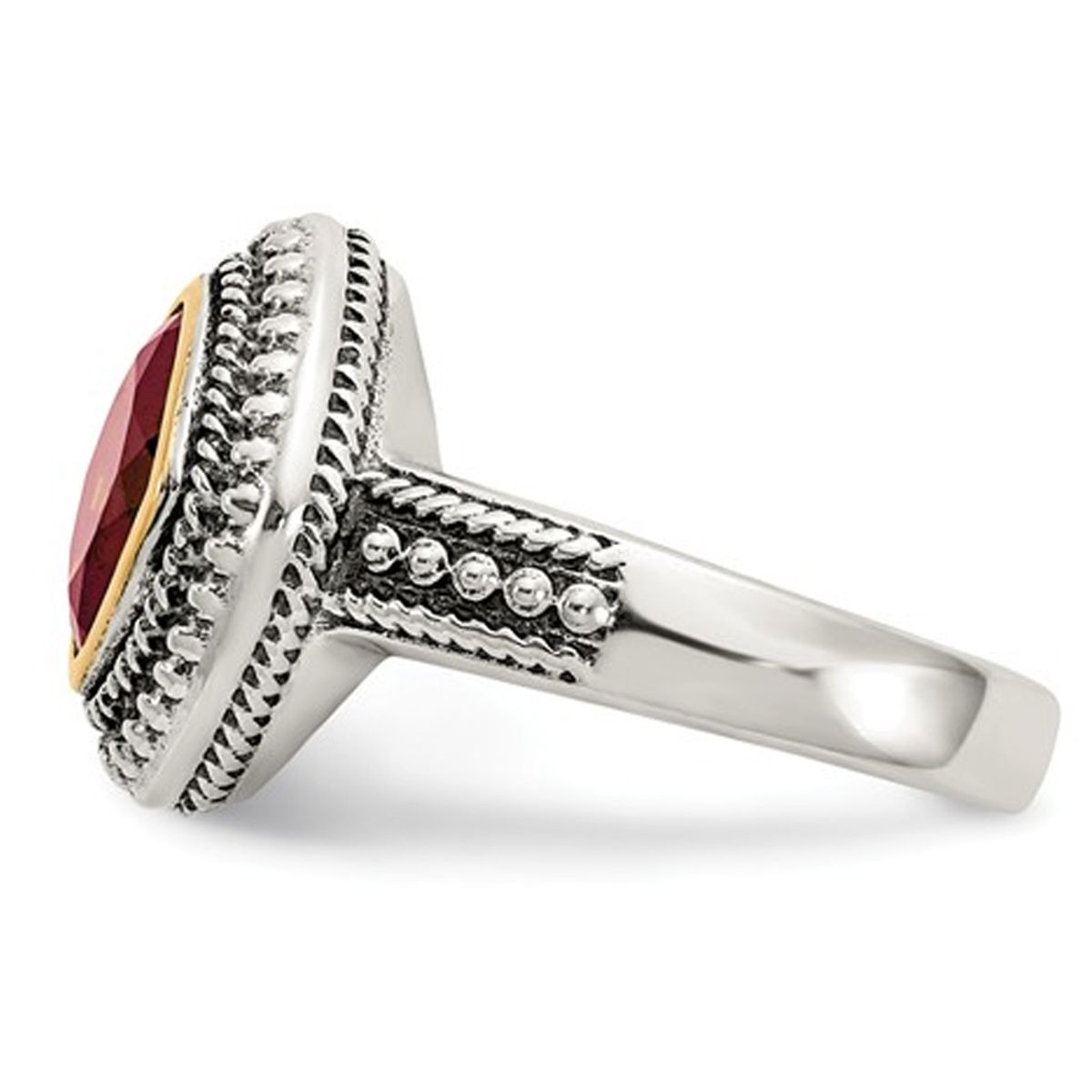 8mm Garnet Ring  in  Sterling Silver with 14K Gold Accents product image
