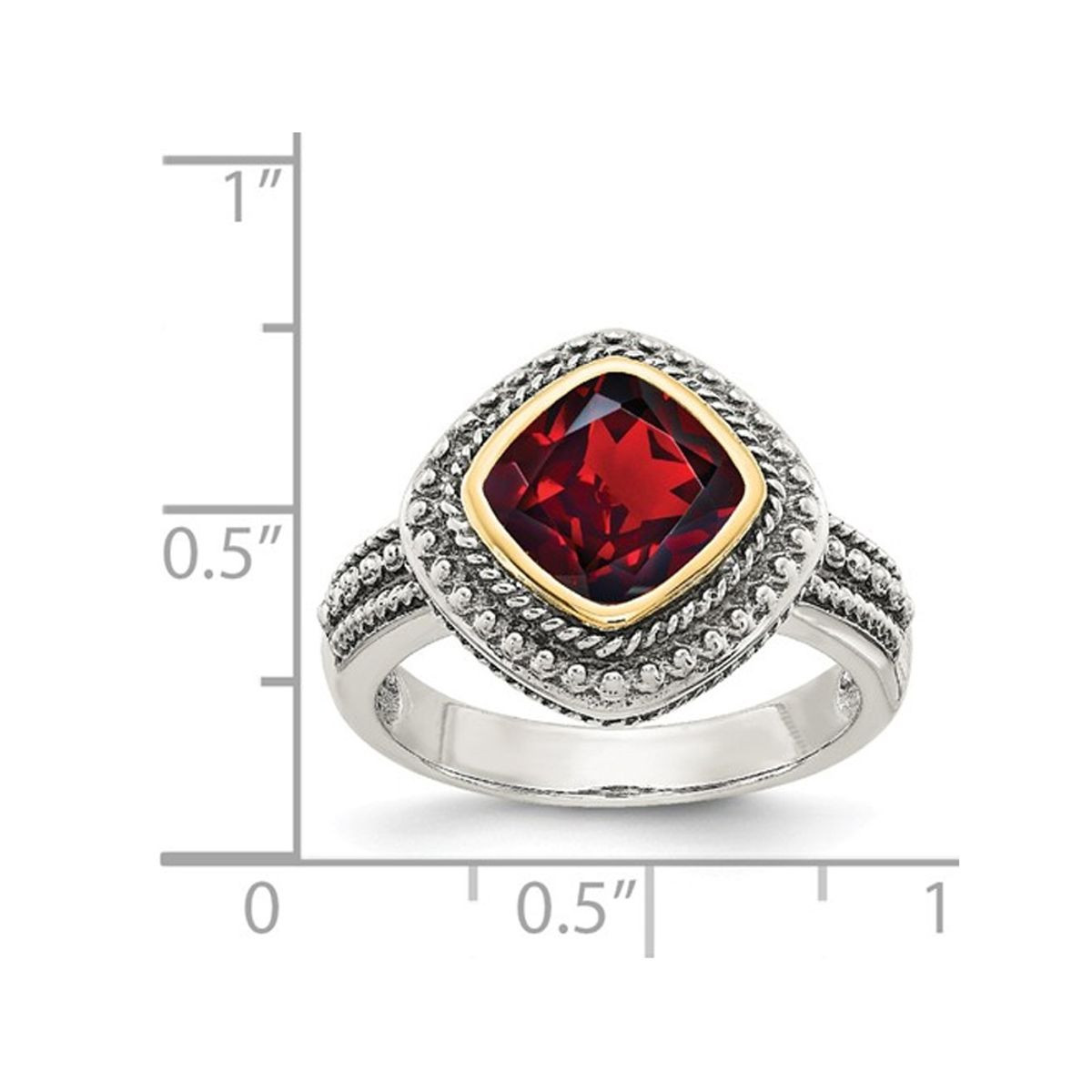 8mm Garnet Ring  in  Sterling Silver with 14K Gold Accents product image