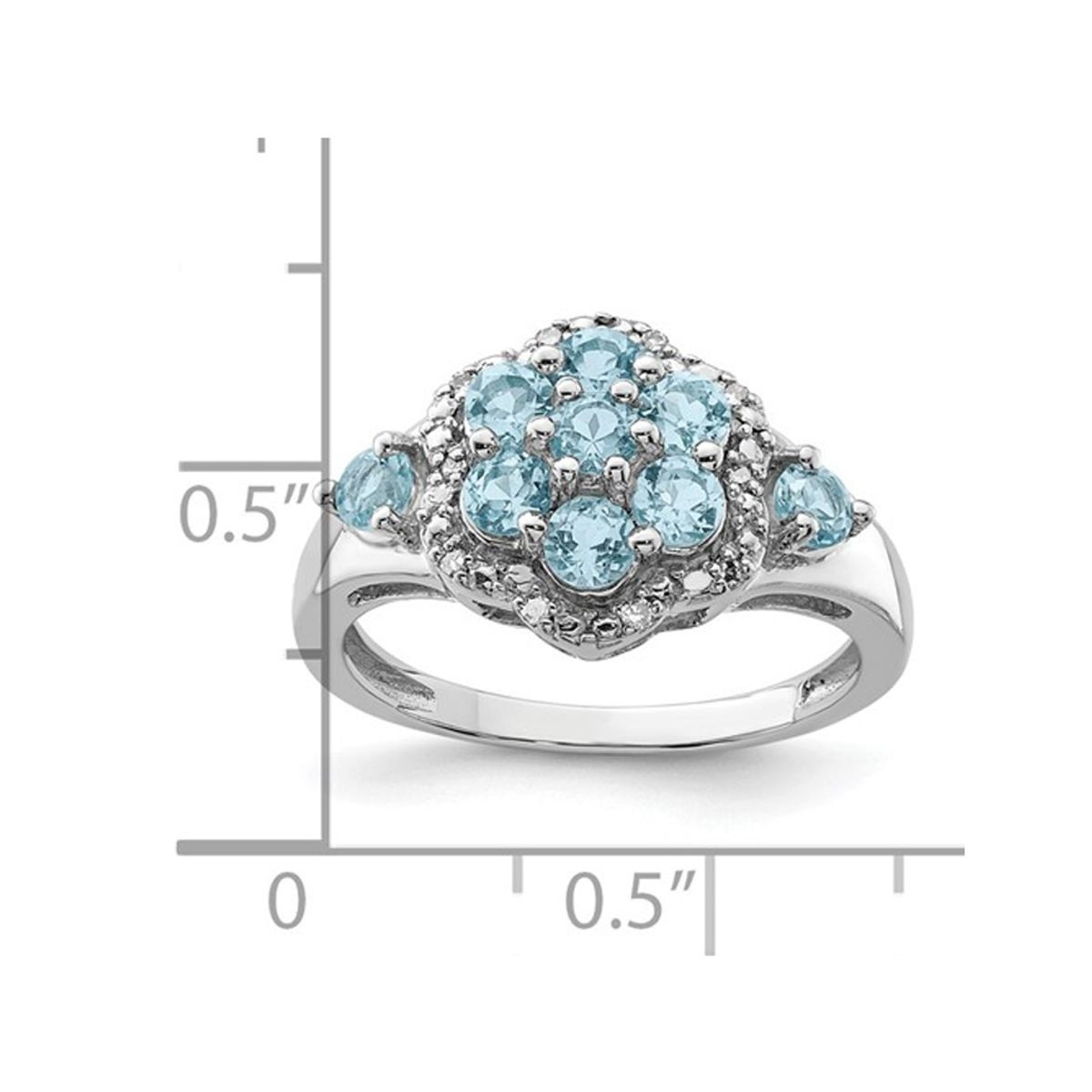 1.35 Carat (ctw) Swiss Blue Topaz Cluster Ring in Sterling Silver product image