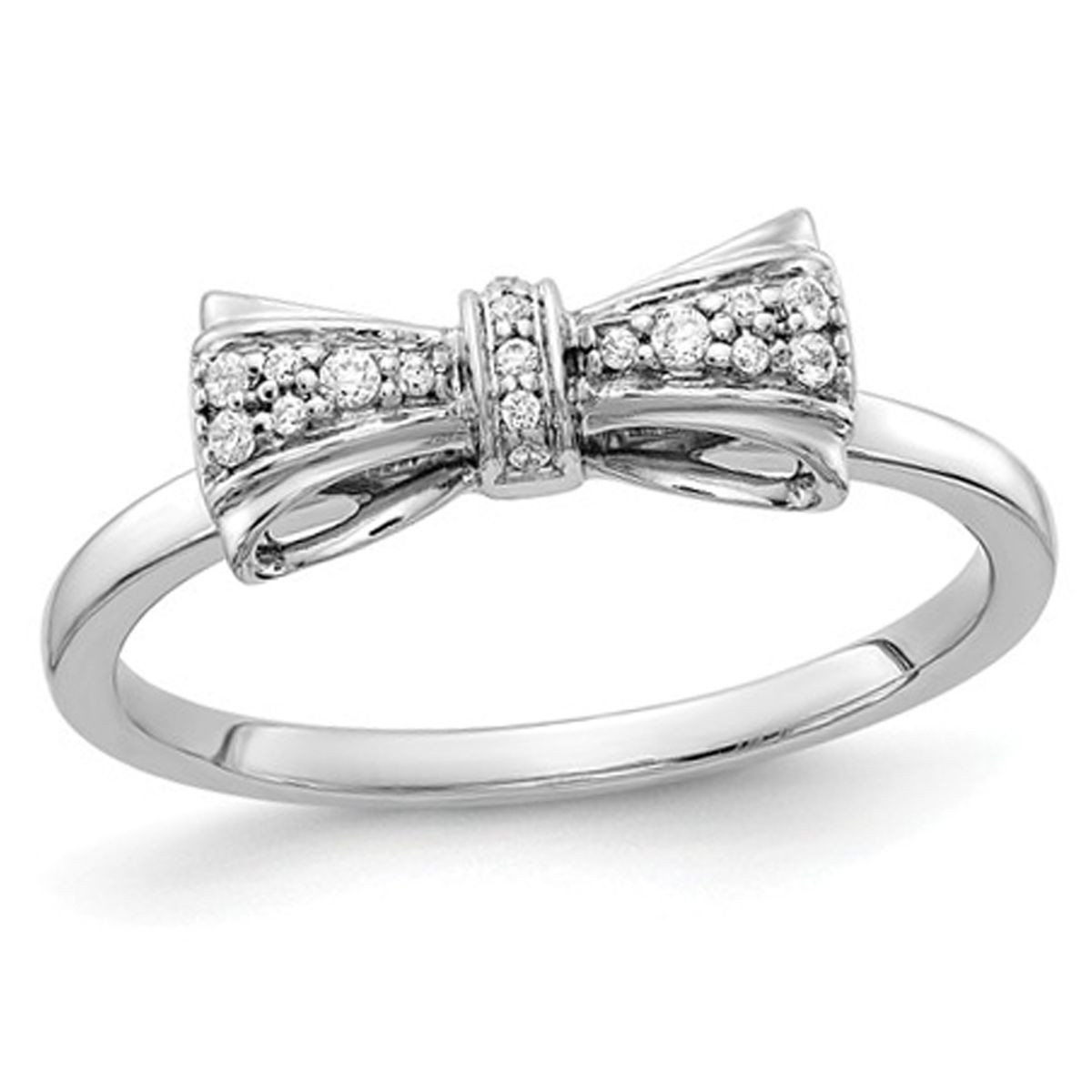 14K White Gold Diamond Bow Promise Ring 1/12 Carat (ctw Color H-I, I2-I3) product image