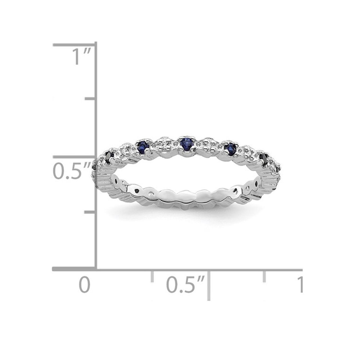 1/4 Carat (ctw) Lab Created Blue Sapphire Ring Band in Sterling Silver product image