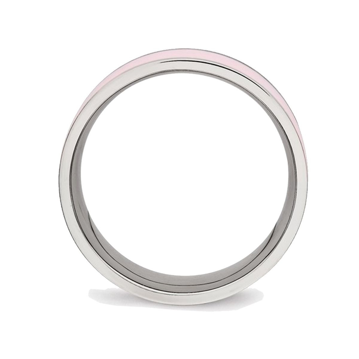 Ladies Pink Ceramic and Stainless Steel 7.5mm Polished Band Ring product image