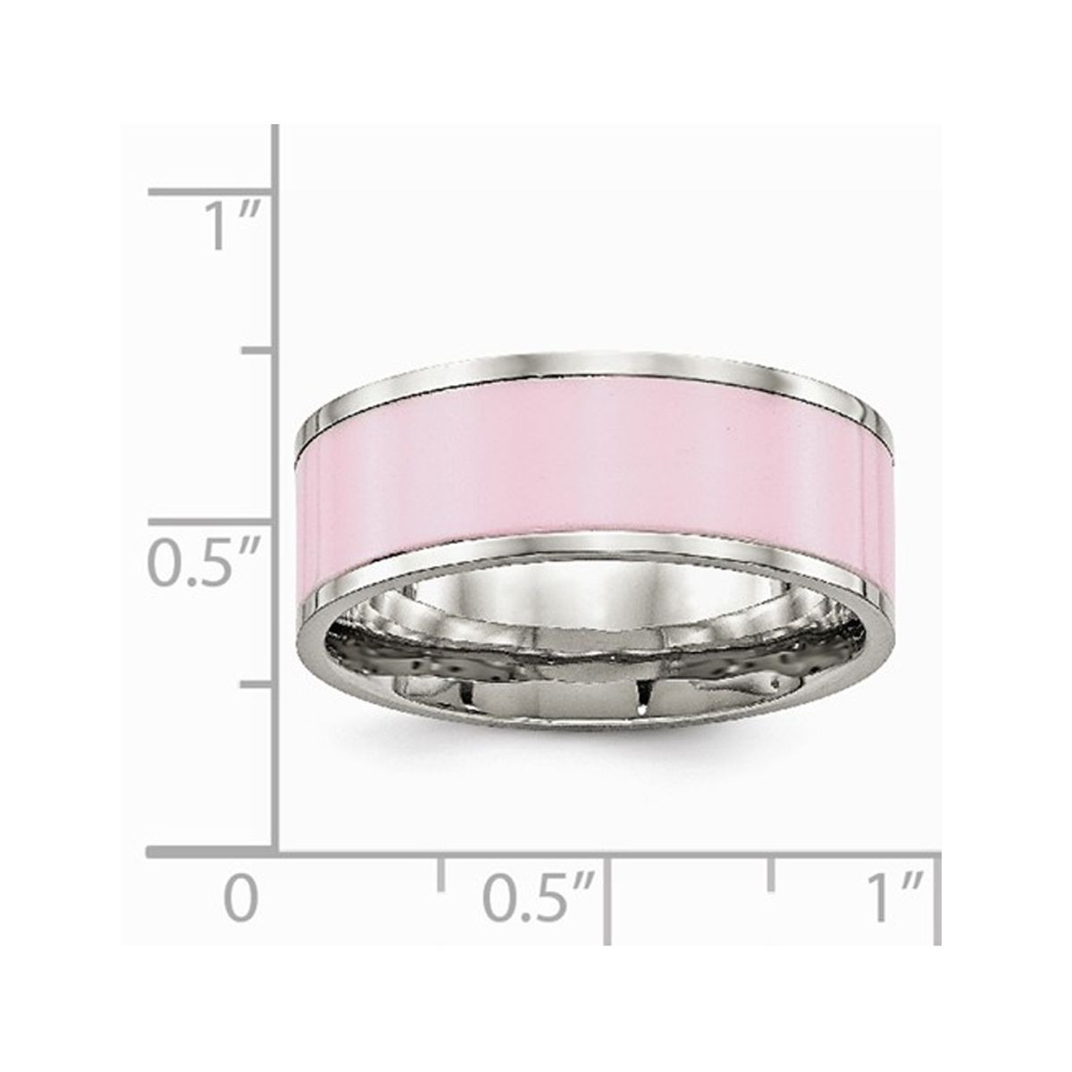 Ladies Pink Ceramic and Stainless Steel 7.5mm Polished Band Ring product image