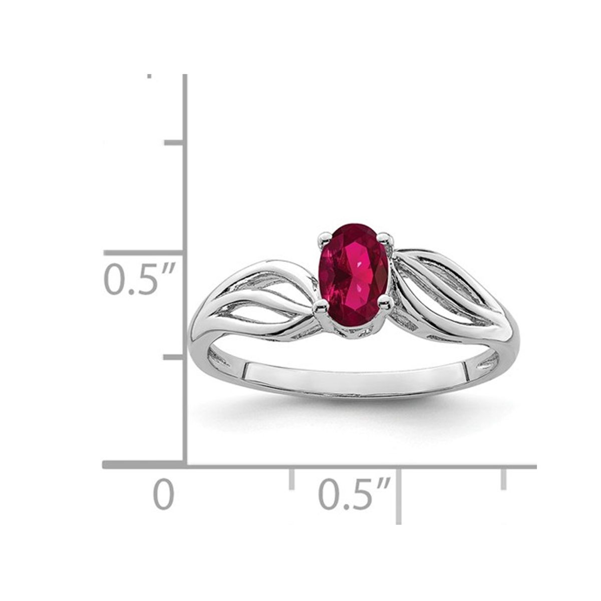 1/2 Carat (ctw) Lab-Created Ruby Ring in Rhodium-Plated Sterling Silver product image