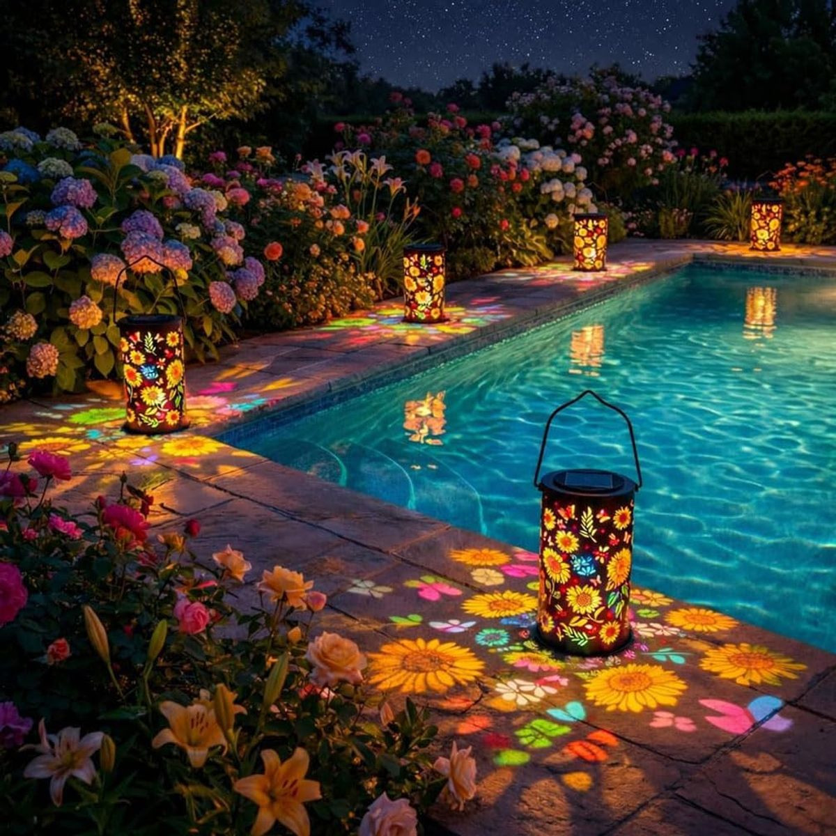 Colorful Sunflower and Butterfly Solar Garden Lantern product image