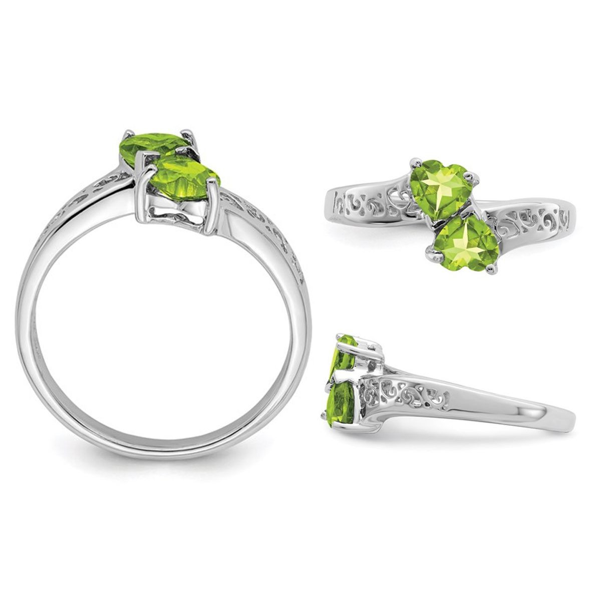 1.00 Carat (ctw) Peridot Heart Promise Ring in Sterling Silver product image