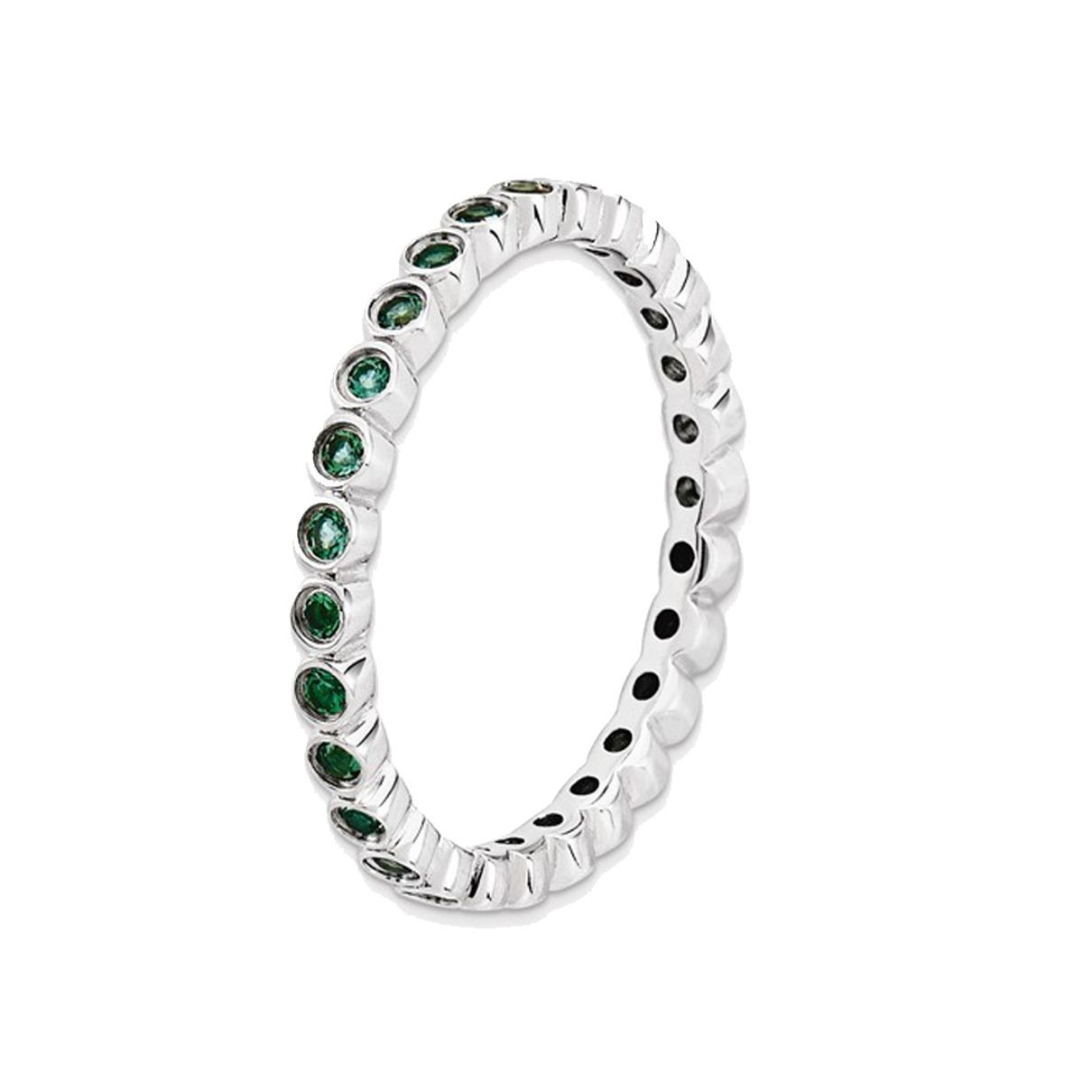 Created Green Emerald Eternity Ring 2/5 Carat (ctw) in Sterling Silver product image
