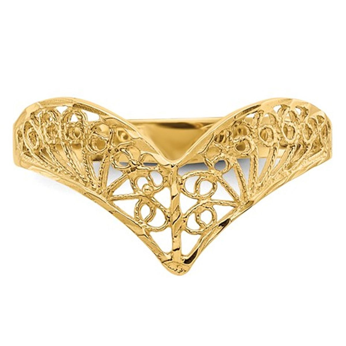 Ladies 14K Yellow Gold Diamond Cut Filigree Ring (Size 7) product image