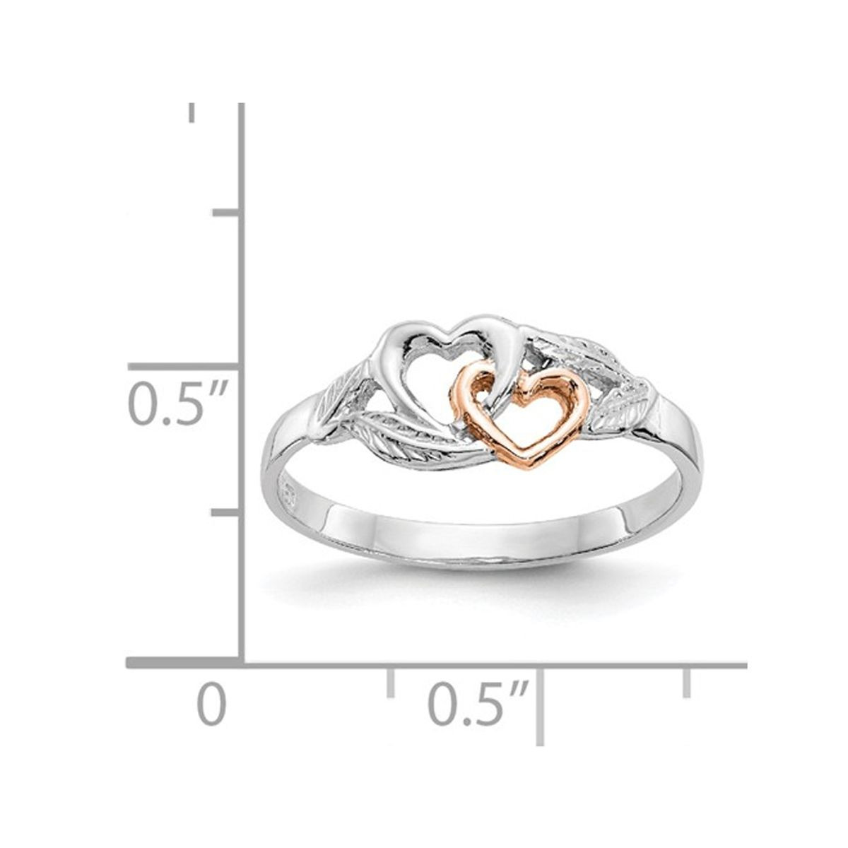 Ladies 14K White and Rose-Pink Gold-Plated Polished Double Heart Ring product image