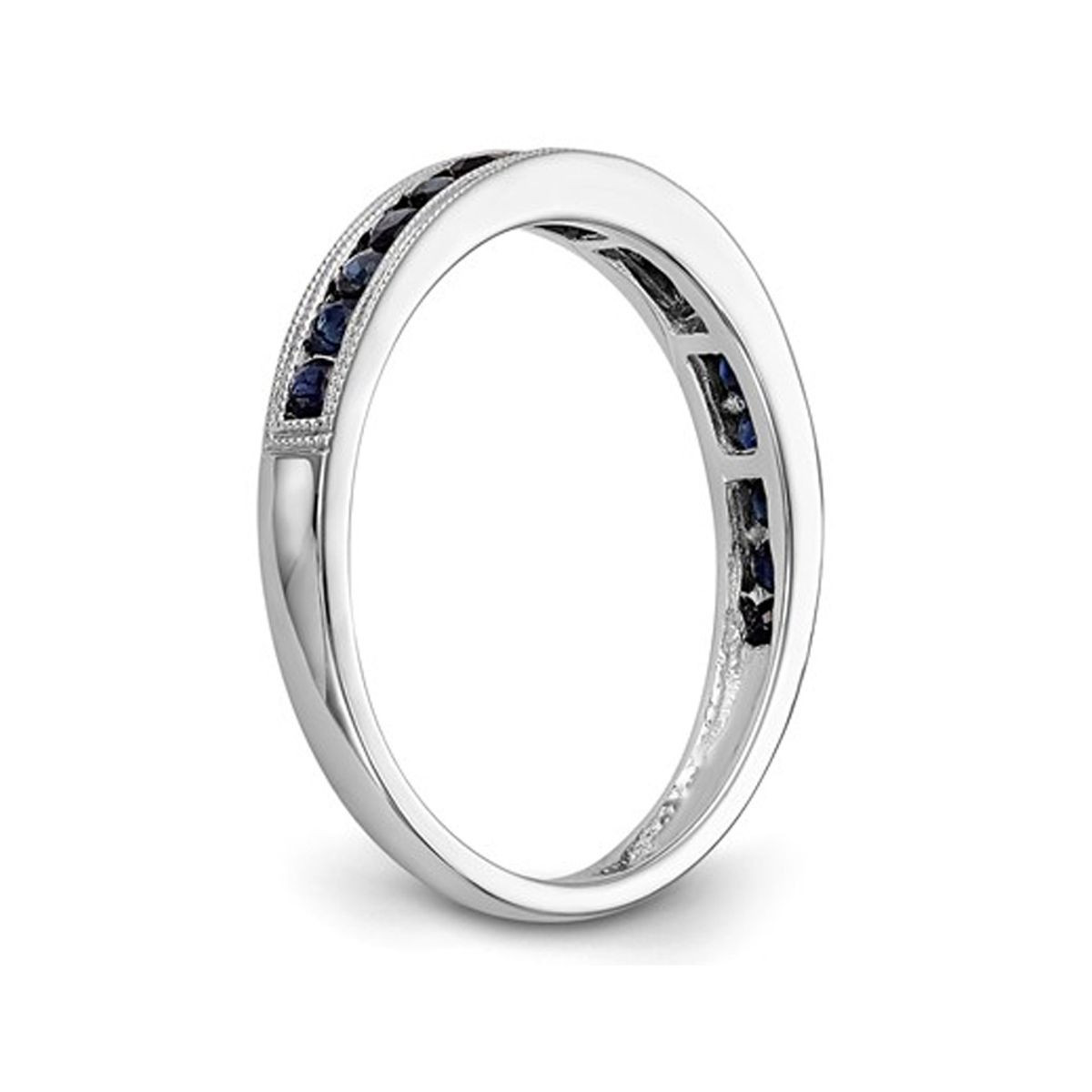 1/4 Carat (ctw) Natural Blue Sapphire Wedding Band Ring in 14K White Gold (Size 7) product image