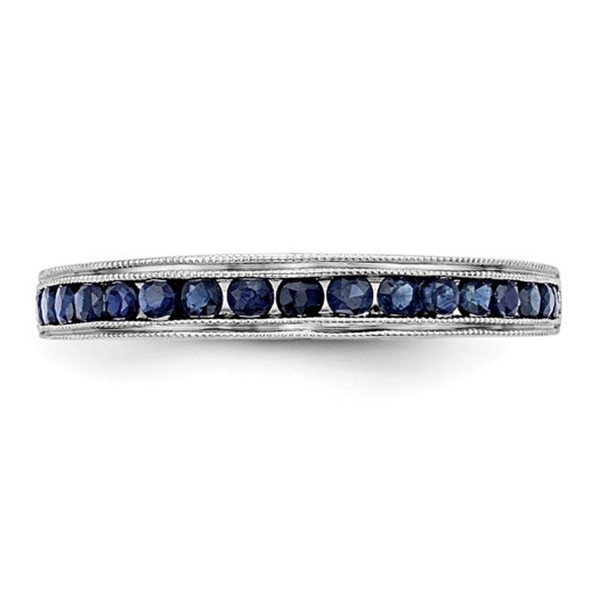 1/4 Carat (ctw) Natural Blue Sapphire Wedding Band Ring in 14K White Gold (Size 7) product image