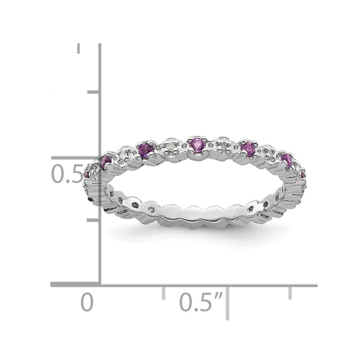 1/5 Carat (ctw) Amethyst Ring with Diamond Accent in Sterling Silver product image