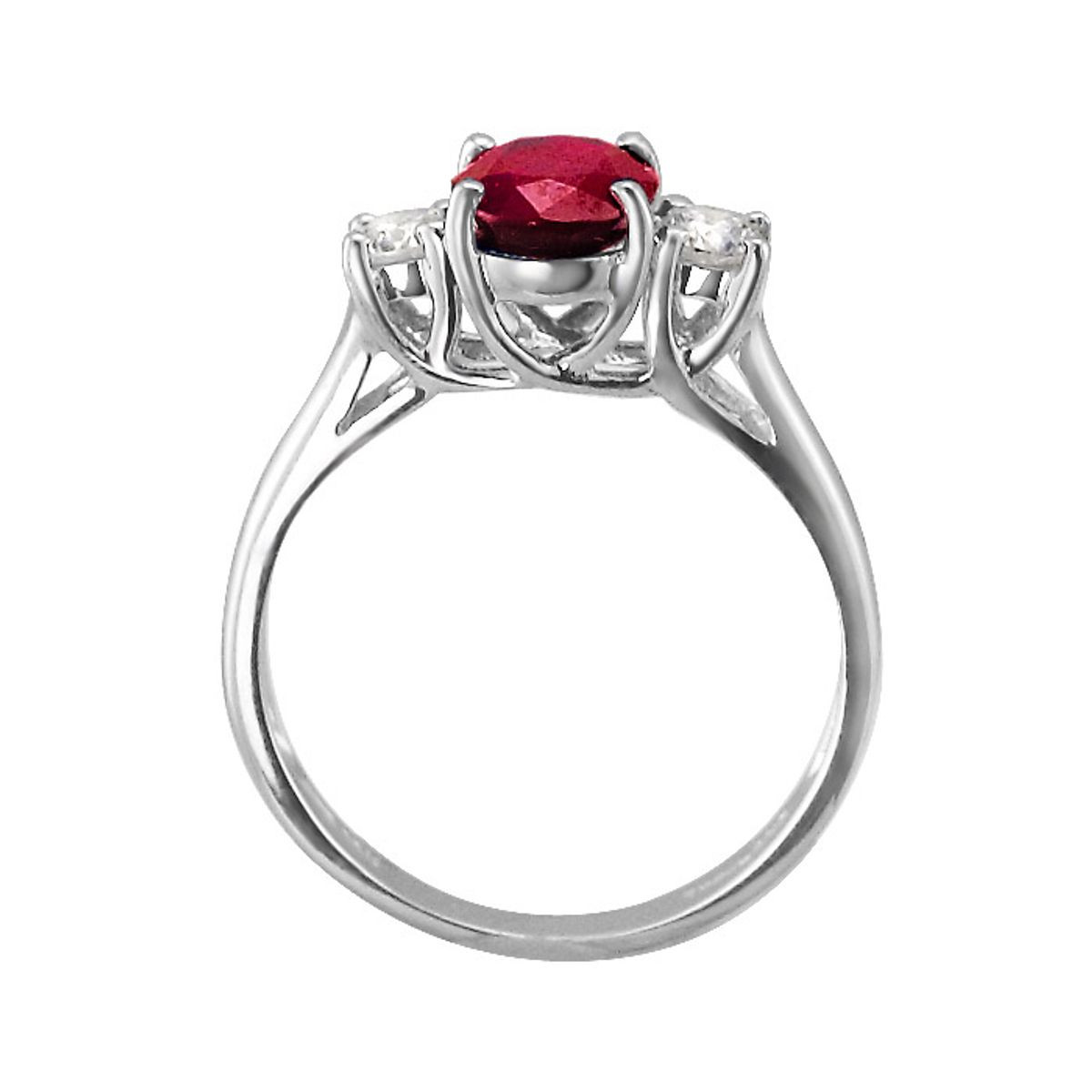 9/10 Carat (ctw) Ruby Ring with Diamonds in 14K White Gold product image