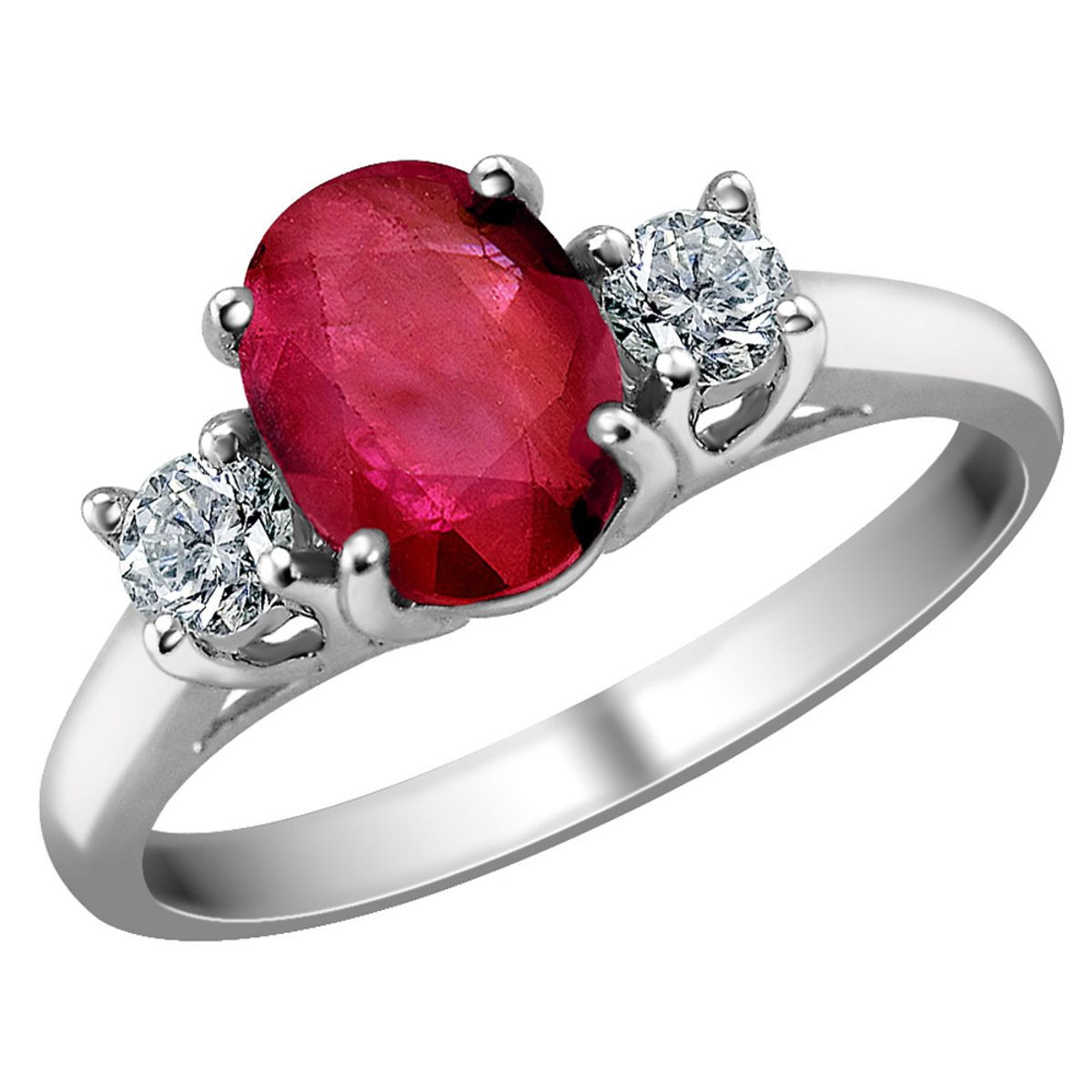 9/10 Carat (ctw) Ruby Ring with Diamonds in 14K White Gold product image