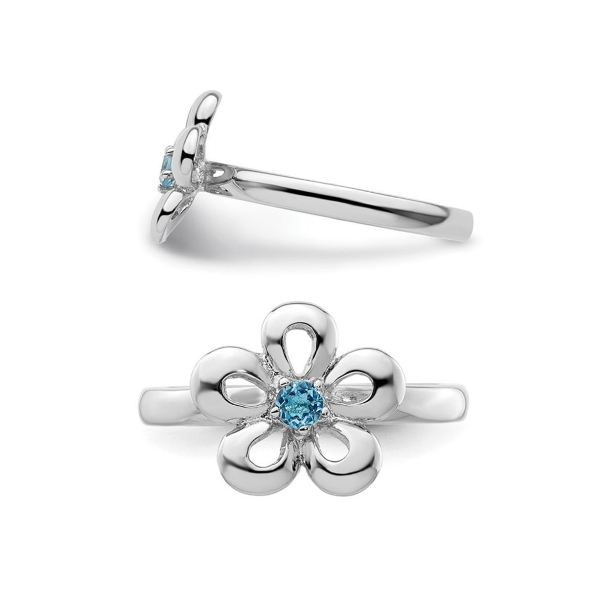 1/10 Carat (ctw) Blue Topaz Flower Ring in Sterling Silver product image