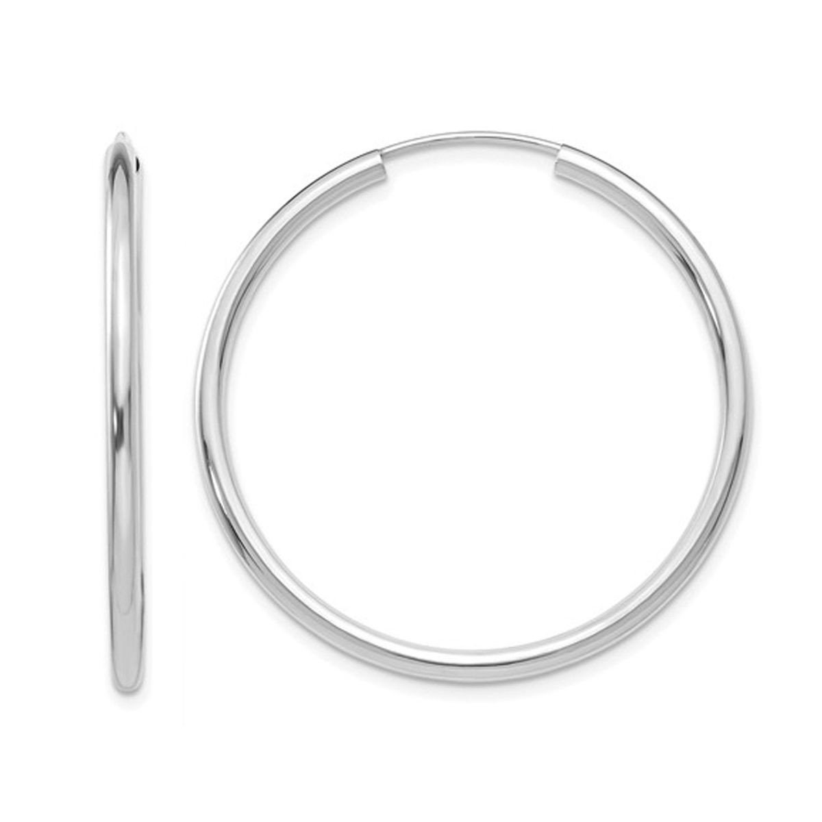 Medium Hoop Earrings in 14K White Gold  1 1/4 Inch (2.00 mm) product image