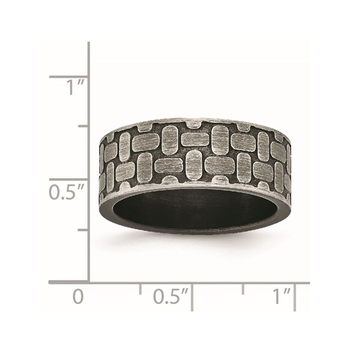 Stainless Steel Brushed Antiqued Textured Ring product image