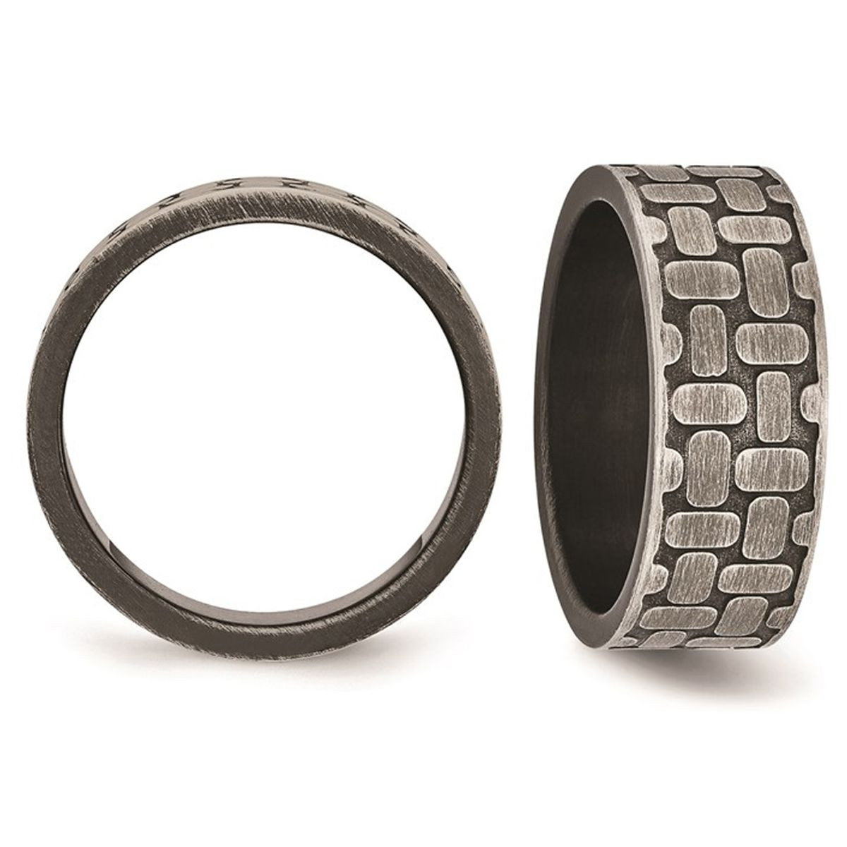 Stainless Steel Brushed Antiqued Textured Ring product image