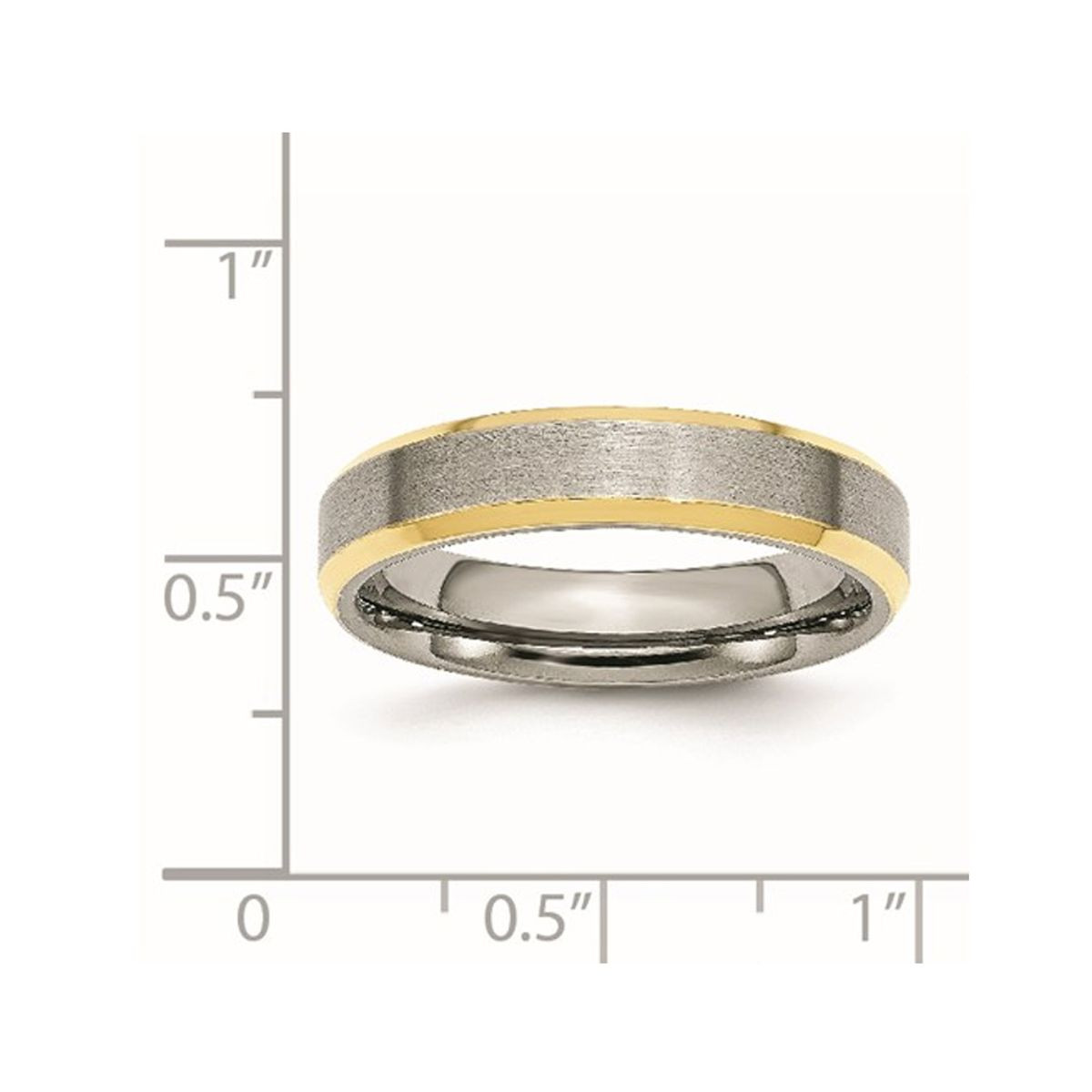 5mm Men's Beveled Stainless Steel Wedding Band Ring with Yellow Plating product image