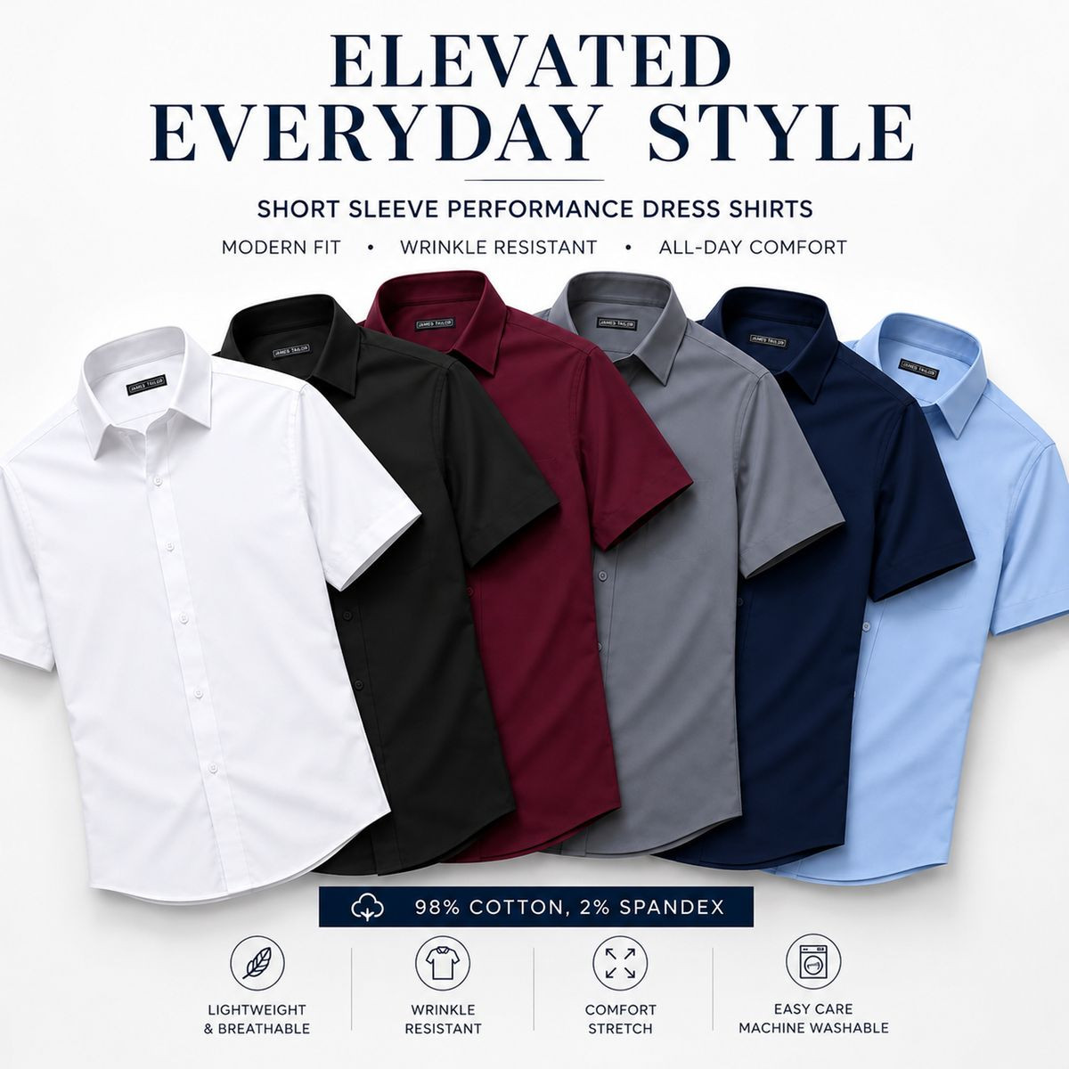 Men's Short Sleeve Slim-Fit Dress Shirt (3-Pack) product image