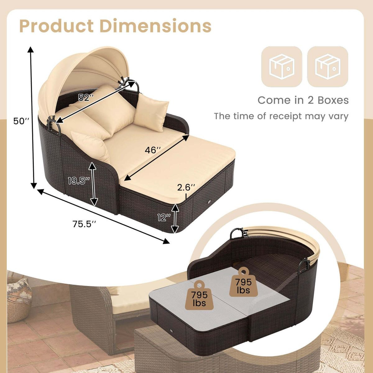 Patio PE Rattan Daybed  product image