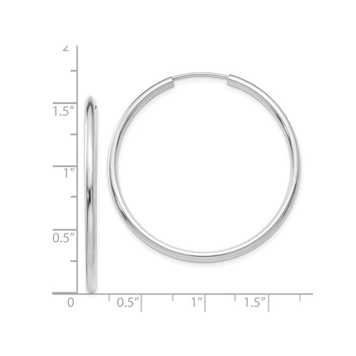 Medium Hoop Earrings in 14K White Gold 1 1/2 Inch (2.00 mm) product image