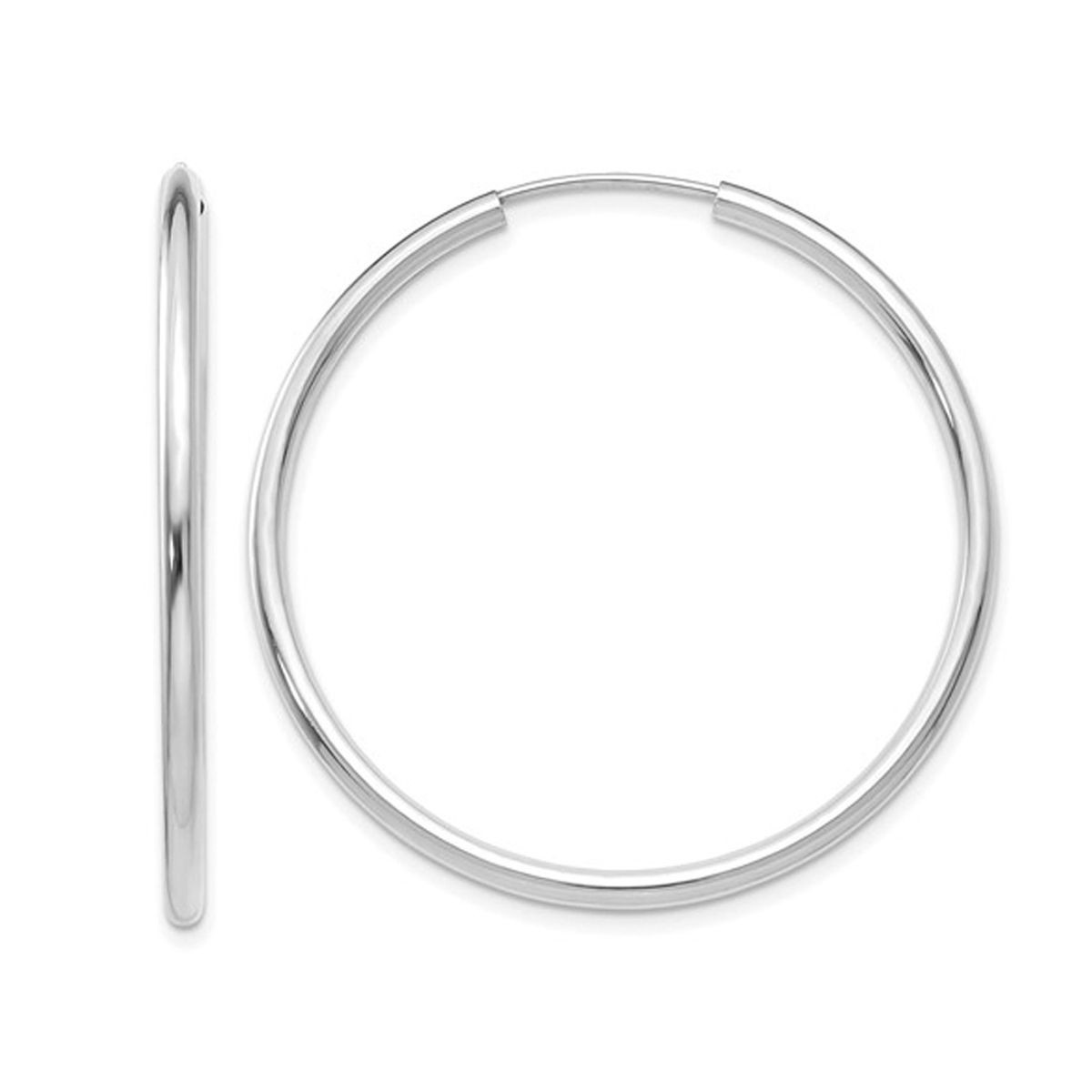 Medium Hoop Earrings in 14K White Gold 1 1/2 Inch (2.00 mm) product image