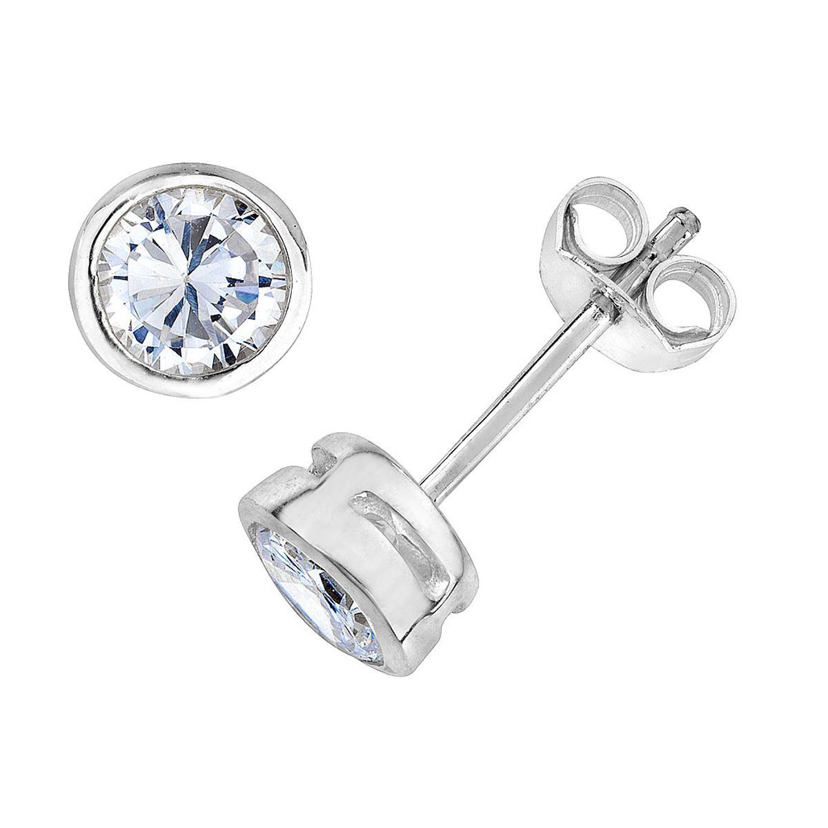 5mm Cubic Zirconia (CZ) Solitaire Earrings in Sterling Silver product image