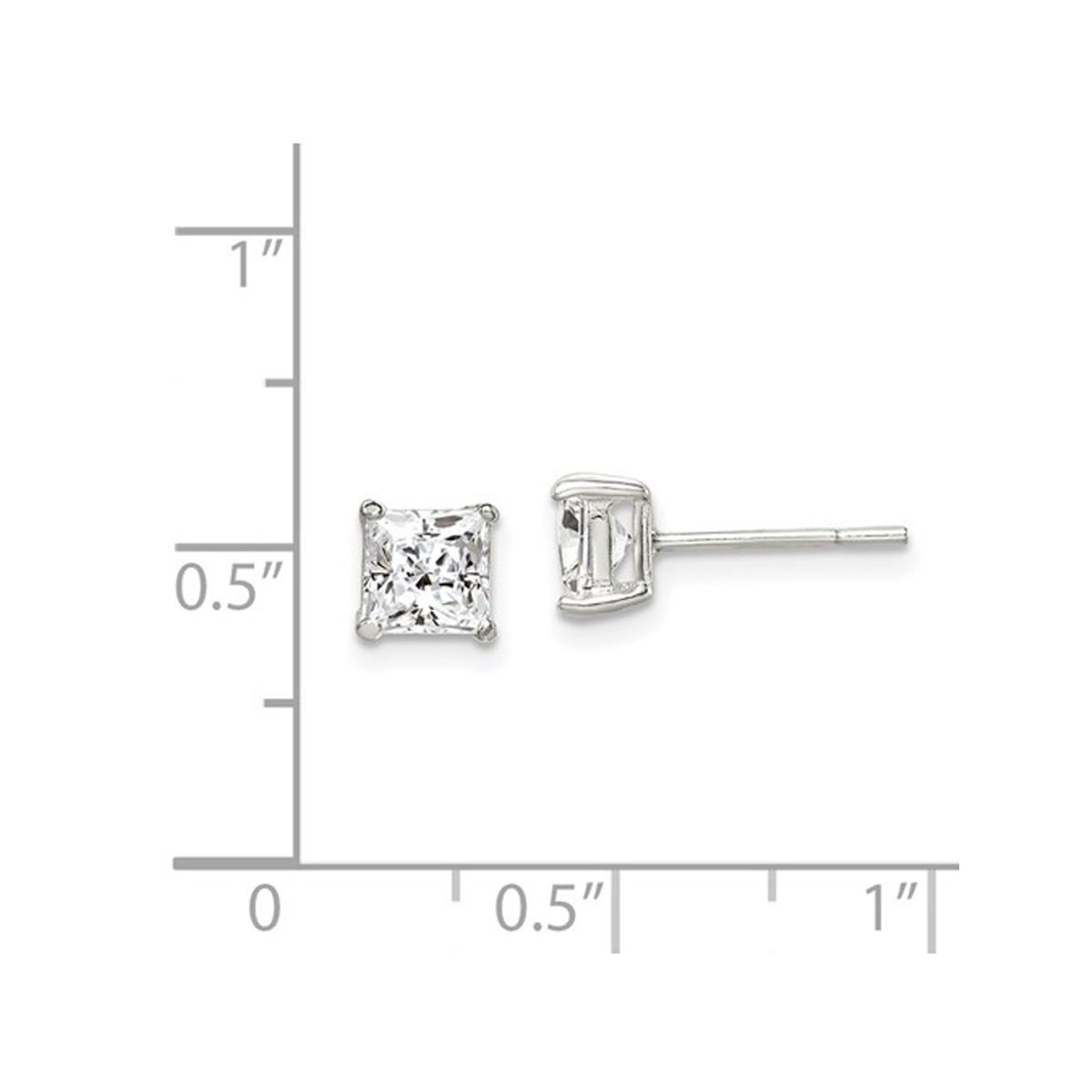5mm Cubic Zirconia (CZ) Princess-Cut Solitaire Earrings 1/2 Carat (ctw) product image