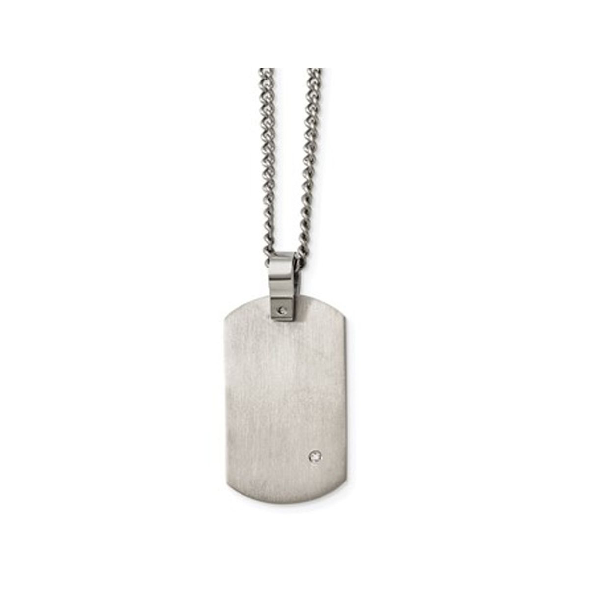 Men's Titanium Dog Tag Pendant Necklace with Diamond Accent and Chain product image