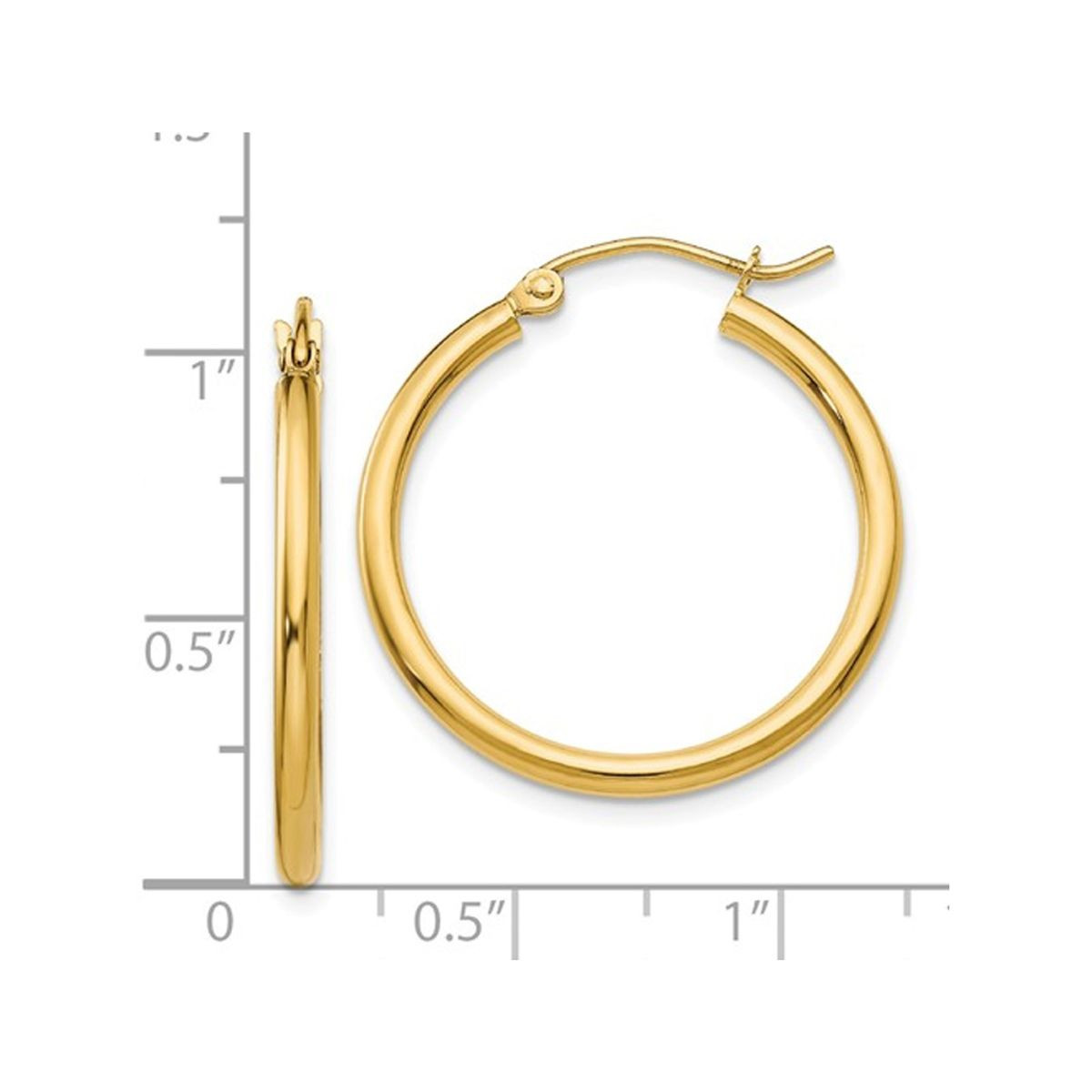 1" Small Hoop Earrings in 14K Yellow Gold (2.00 mm) product image