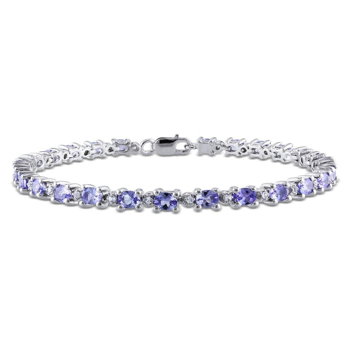 4.40 Carat (ctw) Tanzanite and White Topaz Bracelet in Sterling Silver product image