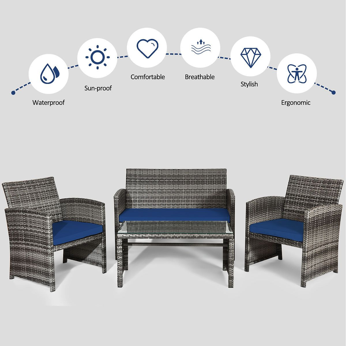 Patio Rattan Furniture Set (8 Pieces) product image