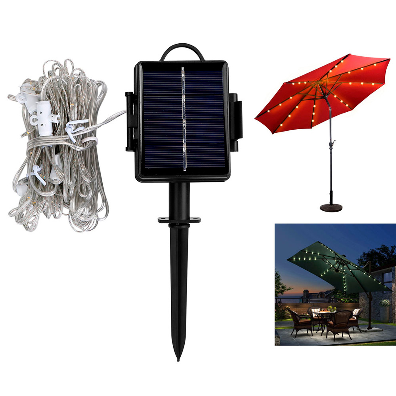 Solarek® Solar-Powered Parasol Umbrella String Lights product image
