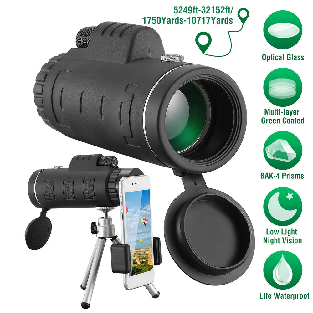 40x40 HD Optical Monocular Telescope with Phone Mount product image