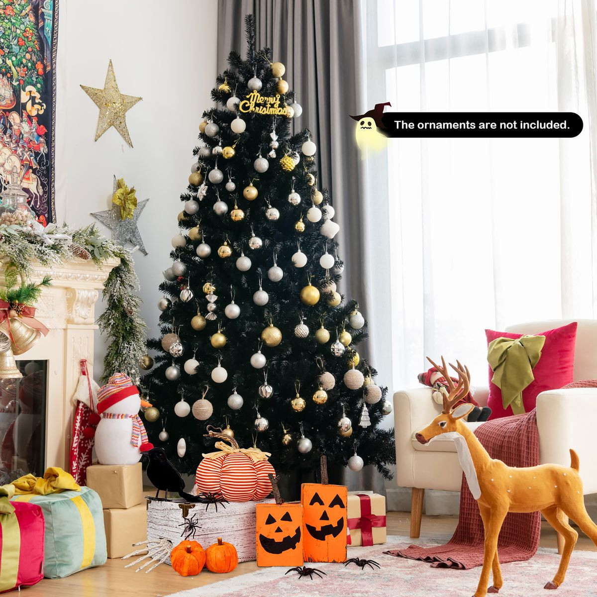 Goplus Black  Christmas Tree with Purple LED Lights ( 7 feet) product image