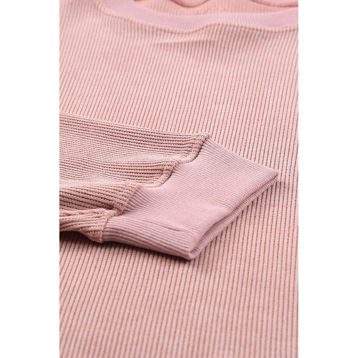 Faith Solid Ribbed Knit Round Neck Pullover Sweatshirt product image