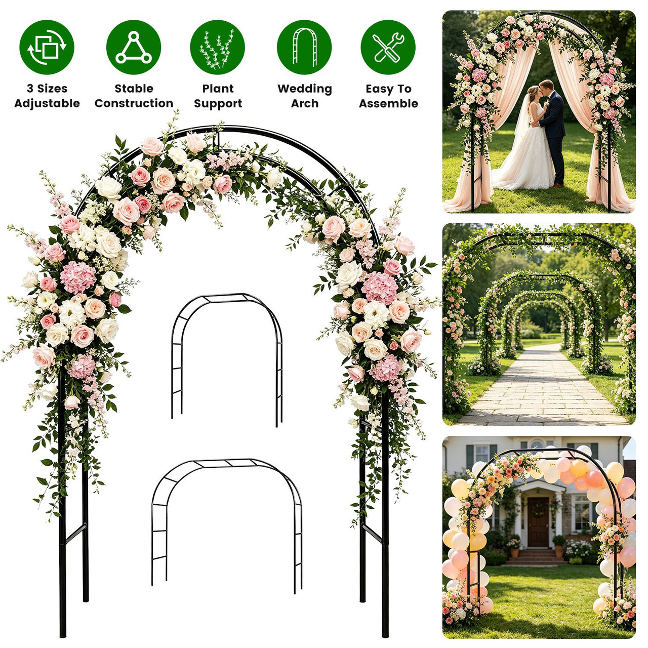 Adjustable Metal Garden Arch (1- or 2-Pack) product image