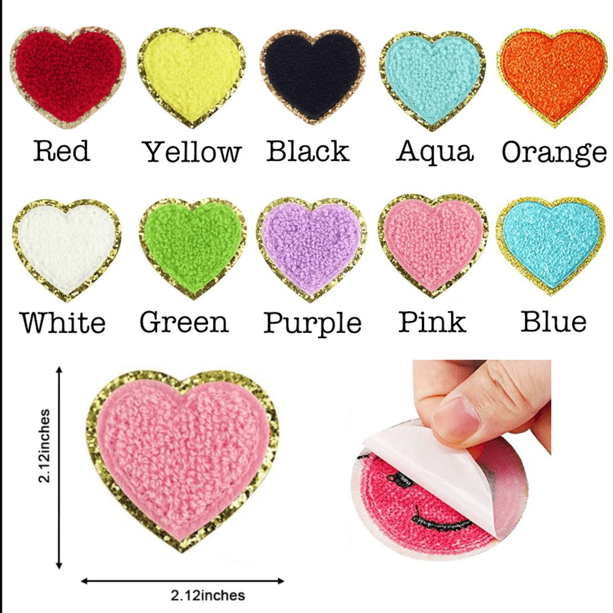 Self Adhesive Chenille Heart Patches product image