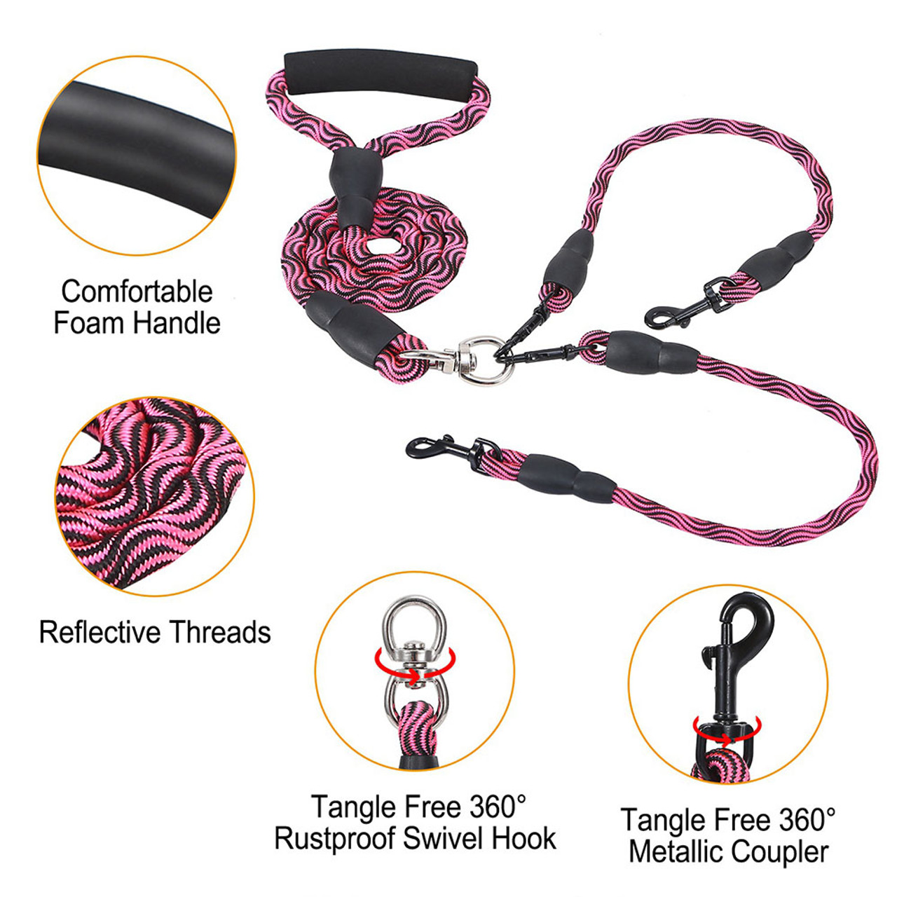 Heavy-Duty No-Tangle Dog Leash with Double Leads product image