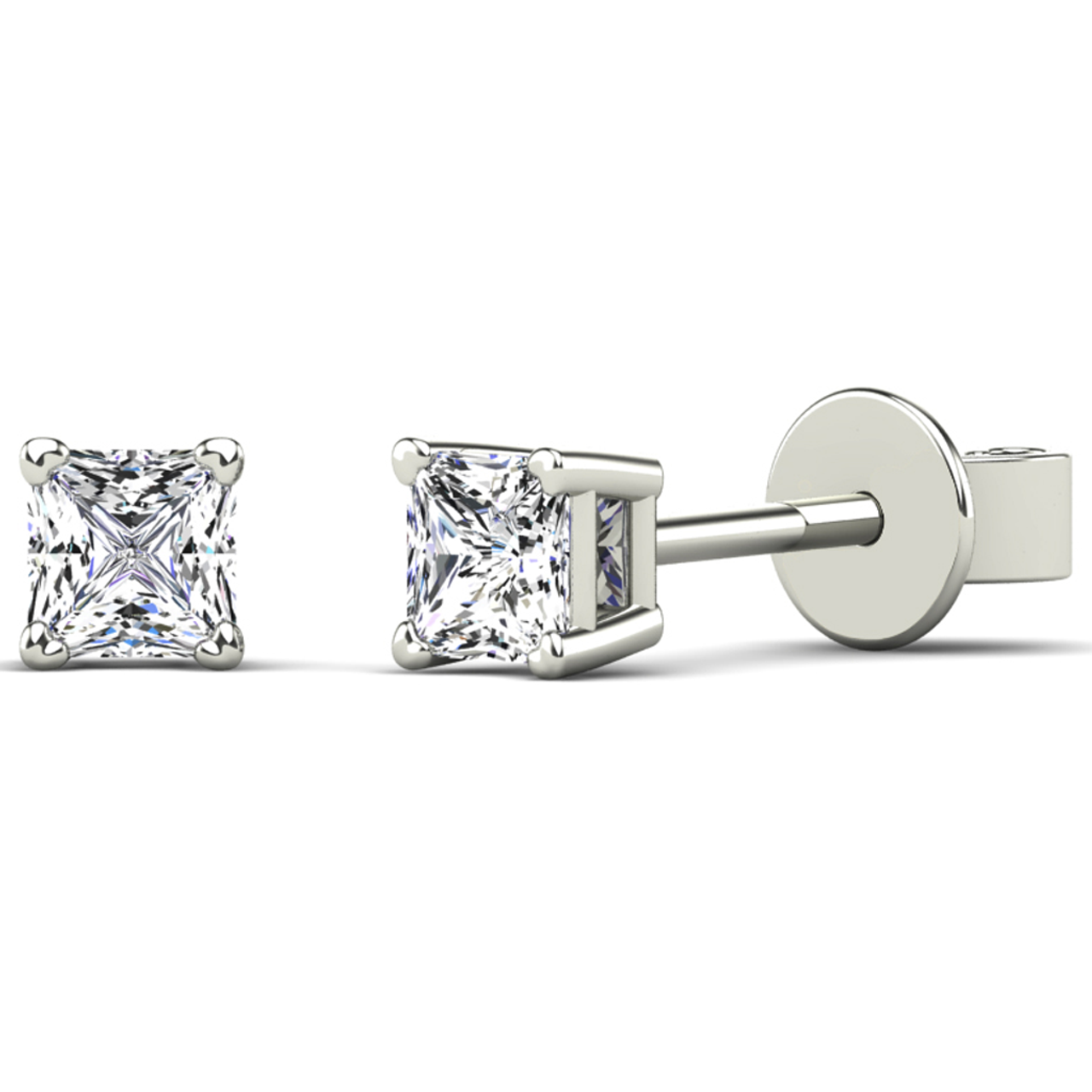 10K White Gold Princess Cut 1/6CT Diamond Solitaire Earrings product image