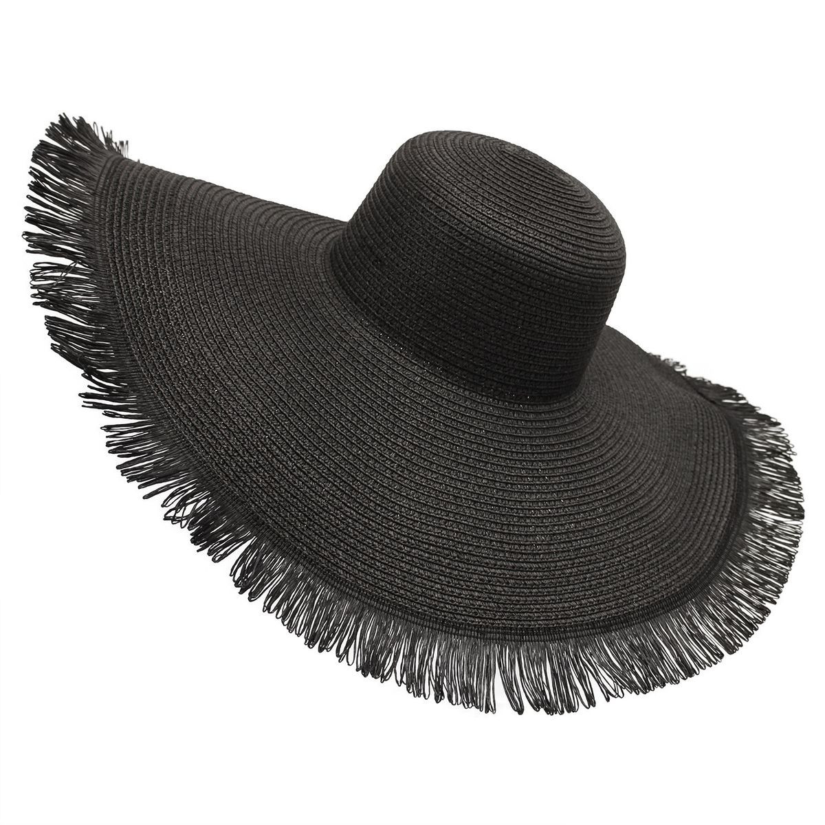 Extra Wide Brim Fringe Straw Sun Hat product image