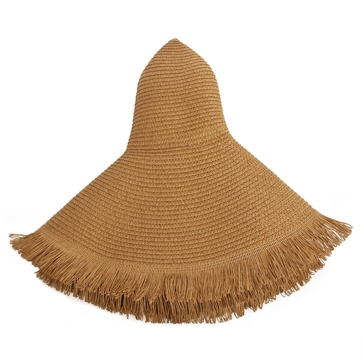 Extra Wide Brim Fringe Straw Sun Hat product image