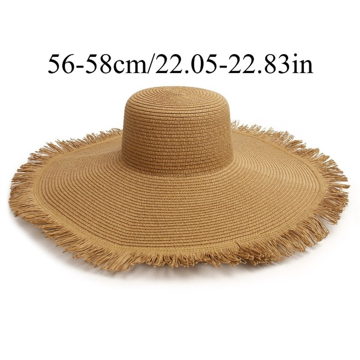 Extra Wide Brim Fringe Straw Sun Hat product image