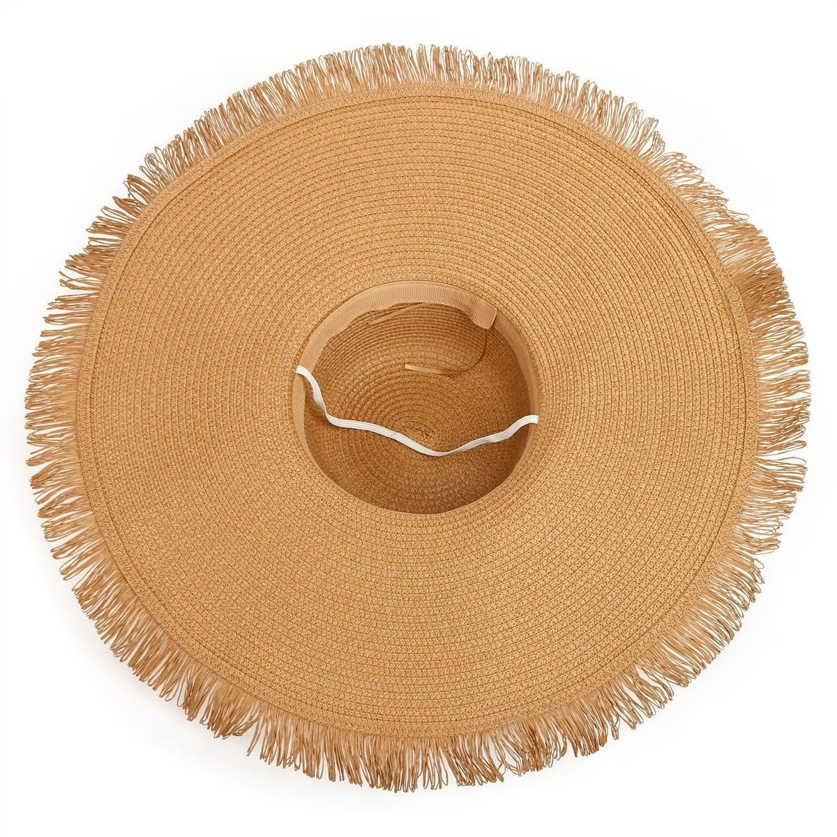 Extra Wide Brim Fringe Straw Sun Hat product image